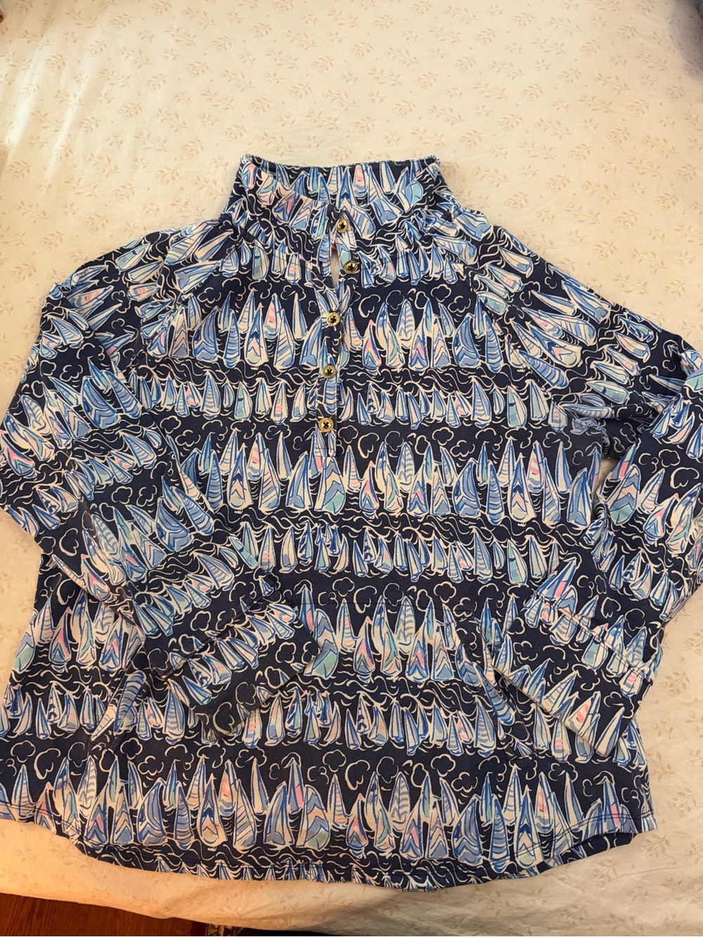 Lilly Pulitzer Navy Sailboat Print Pullover